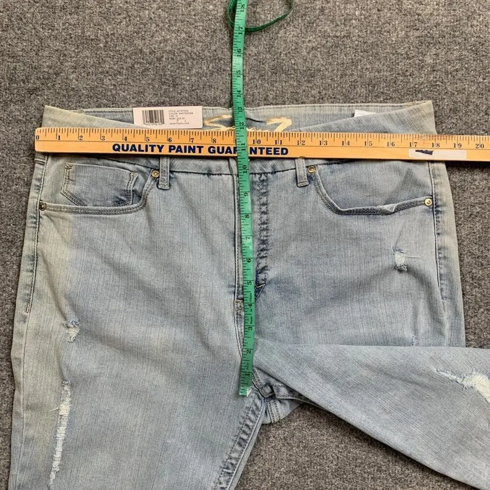 Seven7 Jeans Women 16 Denim Tummyless High Rise Skinny Slimming Distressed *READ